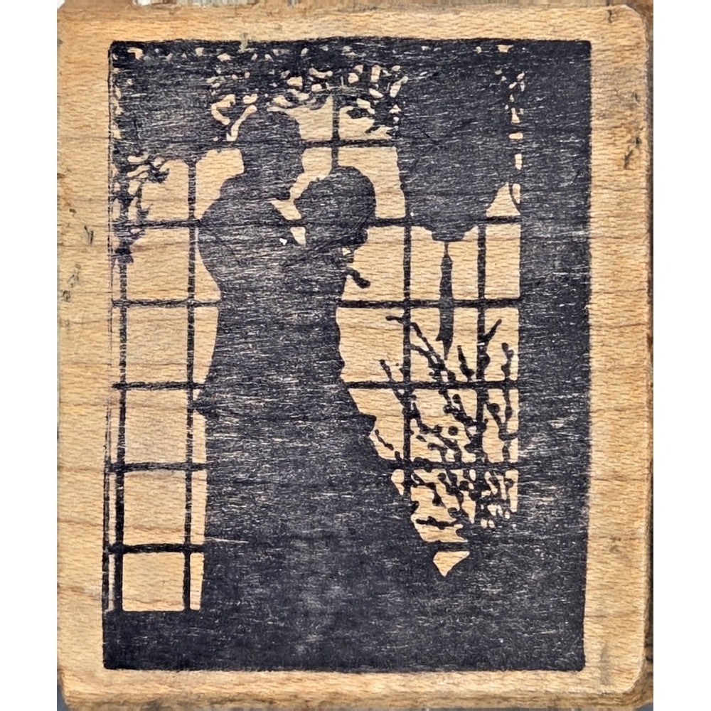 Magenta Couple Silhouette Garden Wedding Man Woman Rubber Stamp Wood #Q47